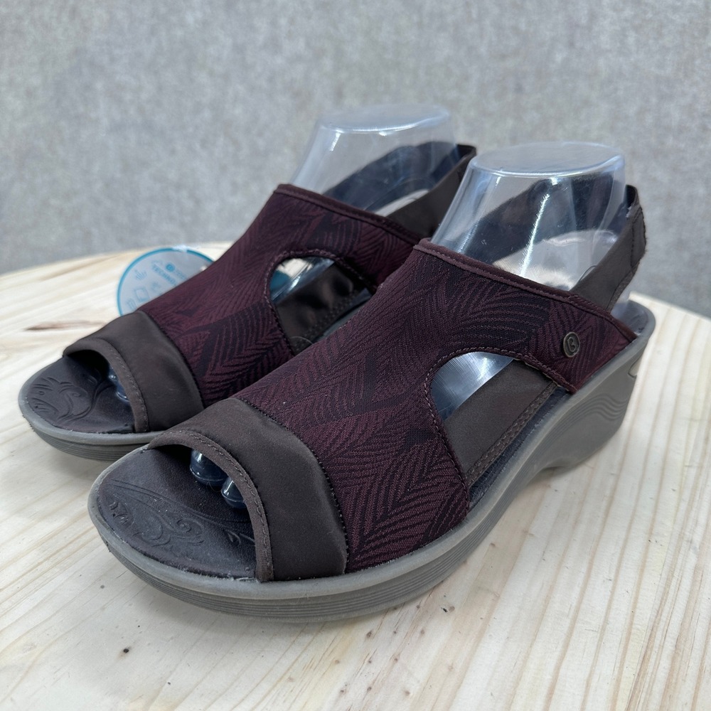 NEW Bzees Dashing Womens 9.5M Dark Plum Brown‎ Stretch Wedge Slingback Sandals